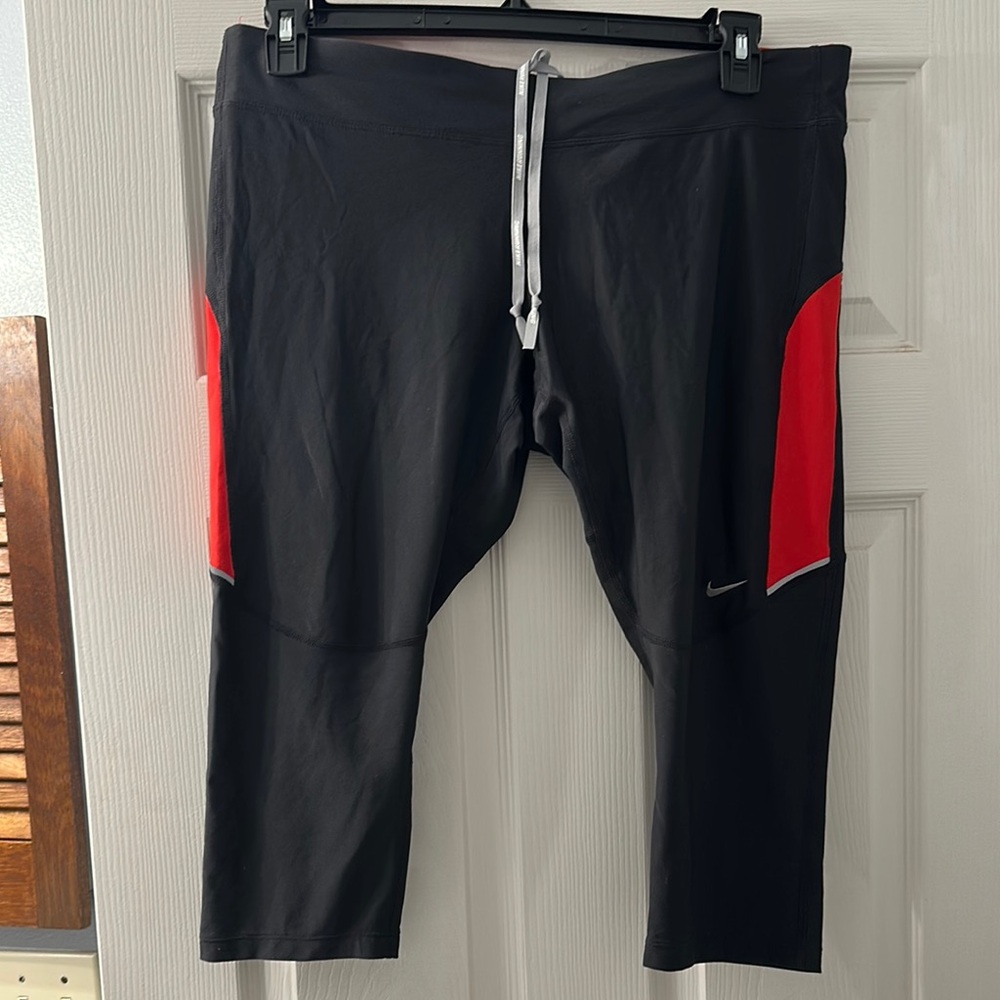 Nike Black and Red Athletic Capris
